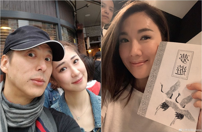 「港姐杀手」邓健泓(左图左)自爆当年在与李施嬅(右)交往时，劈腿现任老婆石咏莉(左图右)。(取材自邓健泓微博、李施嬅selena微博)