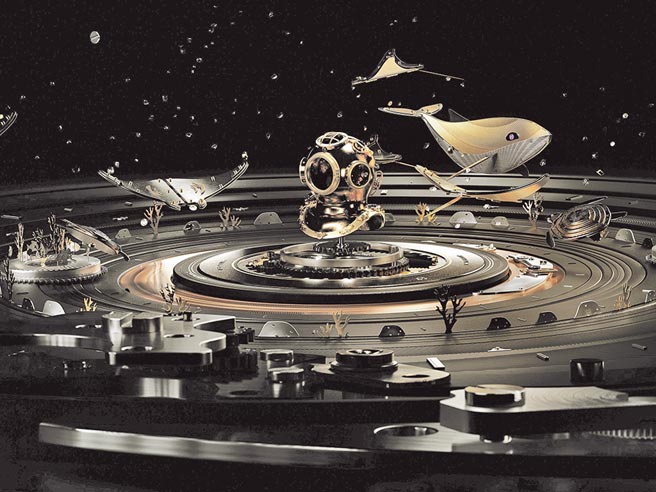 欧米茄推出全新宣传广告，将腕表机芯幻化为一个如梦似幻的世界。图／台湾欧米茄提供