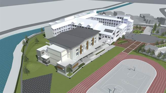 新竹市政府將投入8445萬元為青草湖國小新建多功能活動中心，為孩子營造安全並兼具美學的校園環境。（新竹市政府提供示意圖／陳育賢新竹傳真）