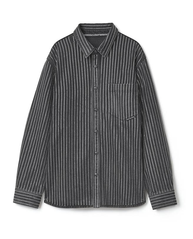 ALEXANDER WANG水晶条纹超大版型钮子衬衫，1360美金，约3万9824台币。（摘自官网）