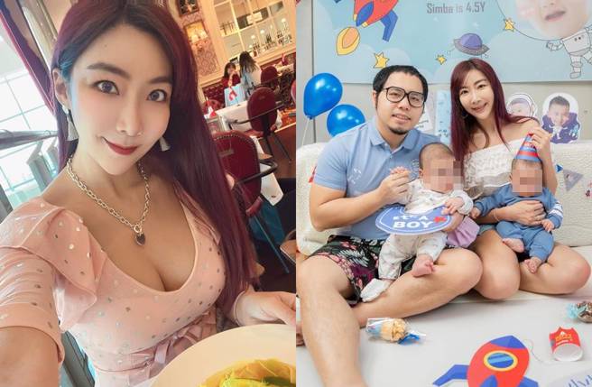 李宓前年和小5歲學弟結婚，育有雙胞胎兒。(圖／取自李宓臉書)