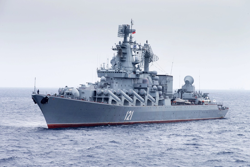 俄罗斯黑海舰队旗舰「莫斯科号」（Moskva）。（资料照／美联社、俄罗斯国防部提供）(photo:ChinaTimes)