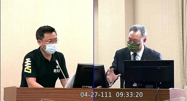 民進黨立委趙天麟質詢外交部次長俞大㵢(取自立法院直播畫面)