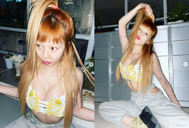 泫雅大胆真空上阵，好身材全被看光。(图/ 摘自泫雅IG)