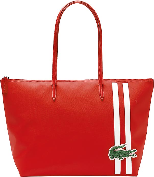 新竹大远百LACOSTE立体Logo托特包，售价4280元、特价3852元。（远百提供）
