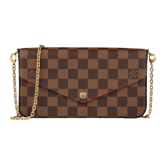 Yahoo奇摩购物中心的Louis Vuitton N63032 FÉLICIE POCHETTE格纹炼带斜背肩背包，原价5万5900元，特价5万2000元。（Yahoo奇摩购物中心提供）