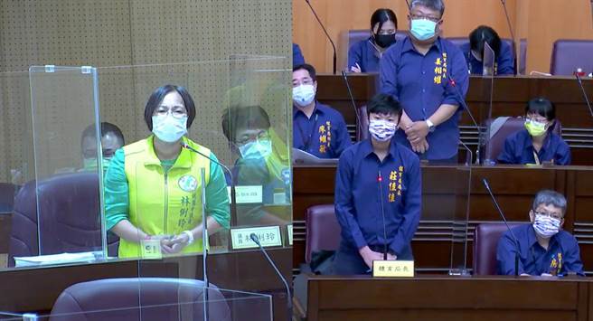 龟山区市议员林俐伶质询龟山国民运动中心建置进度。（陈梦茹翻摄）