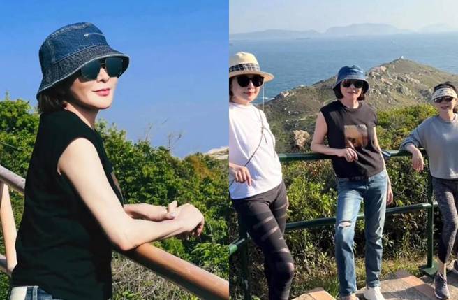 关之琳爬山近照状态好。(图／取自微博)