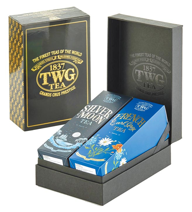 遠百TWG Tea頂級訂製茗茶雙入禮盒，兩罐售價2200元。（遠百提供）