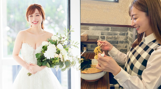 竹內涉穿上暴乳婚紗，無奈精心挑選過的婚紗，卻為她無端捲入爭議。(圖/竹內涉 IG)