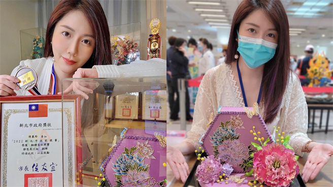 珍琳参加翻糖蛋糕比赛，荣获铜牌奖。（经纪人提供）