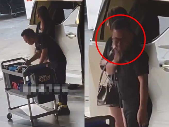 女友一整天不说话，男子苦苦哀求对方，告诉他哪里做错了，他一定会改，女子最后说「我昨晚梦到你跟别的女生说话了」，男子即转过头赏自己耳光。（翻摄自脸书「爆料公社公开版」）