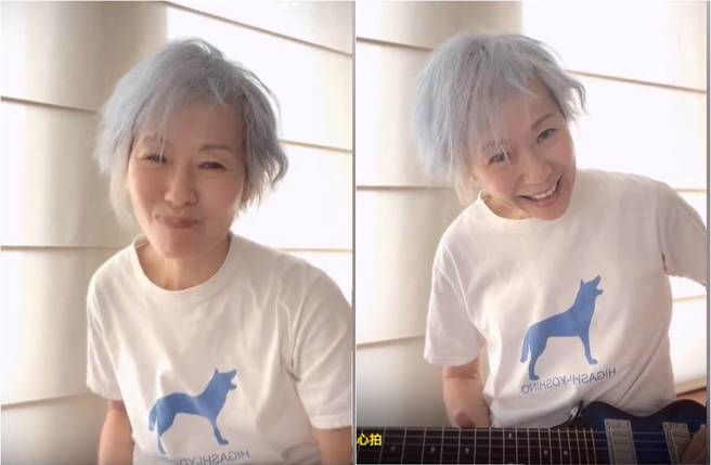 叶童大方顶白髮入镜。（图／取材自叶童抖音）