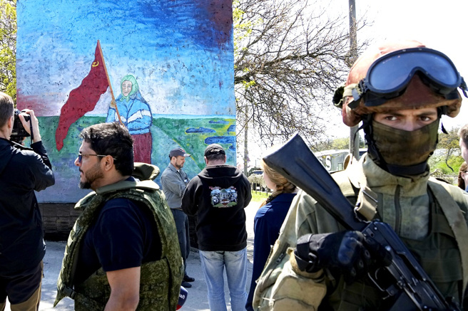 美国官员表示，美方相信俄罗斯近日将透过举办假公投，试图併吞乌东亲俄分离区顿内茨克人民共和国（Donetsk People's Republic）及卢甘斯克人民共和国（Lugansk People's Republic）。图为顿内茨克人民共和国。（资料照／美联社）