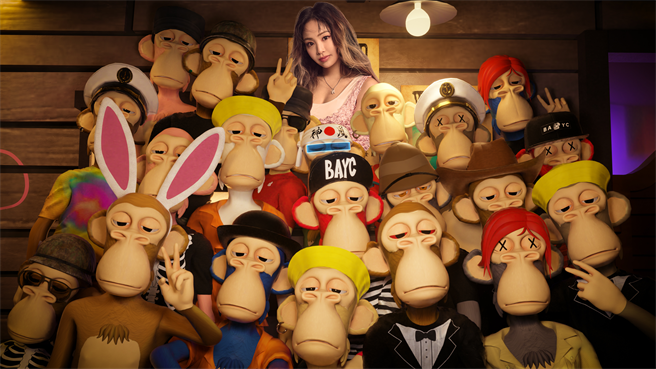 「Medicine Man ＆ A-POP」由21只「无聊猿」组成，身价高达2.5亿。（0X0提供）