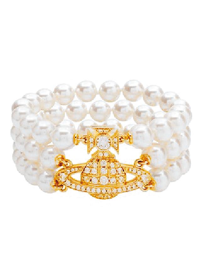 Vivienne Westwood GRAZ系列珍珠戒指，金色，1萬3200元。（Vivienne Westwood提供）