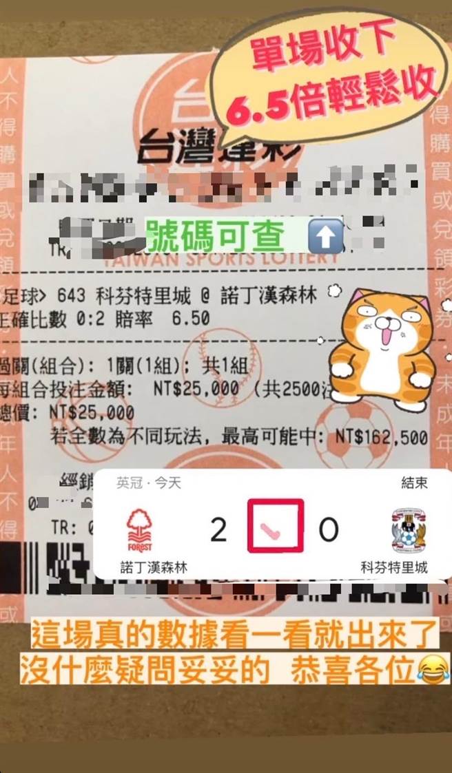 诈骗集团以修图变造运彩彩券。（警方提供）