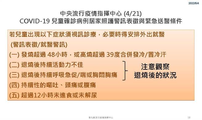 兒童確診的送醫說明。（彰化縣衛生局提供／吳敏菁彰化傳真）