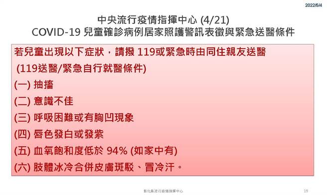兒童確診的送醫說明。（彰化縣衛生局提供／吳敏菁彰化傳真）