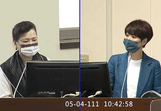 民进党立委陈亭妃4日质询经济部长王美花。（取自立法院议事转播随选视讯）