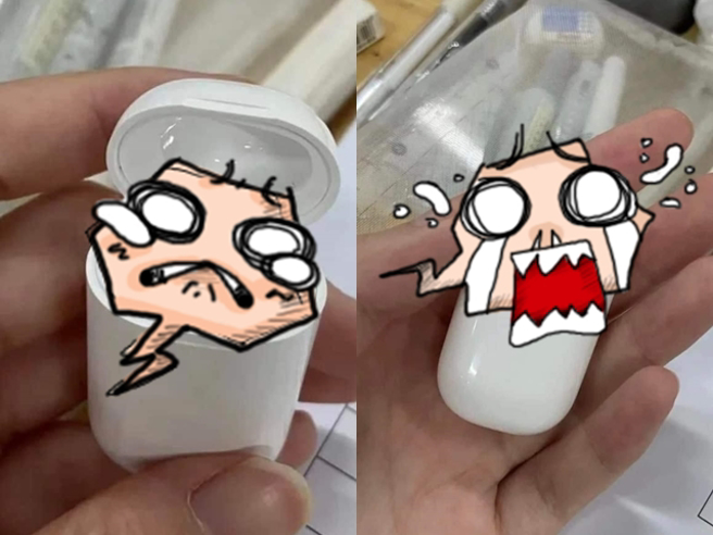 网友用半价买到AirPods耳机，下单后拿到后竟发现「只有单耳」，而造型、设计疑似非原厂，让他傻眼又无奈；其他网友则说「这叫Air Pod，后面不加s」。（翻摄自脸书「爆废公社」）