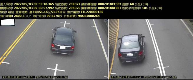 台21線區間測速啟用，違規最高時速101公里。（南投縣警局提供／廖志晃南投傳真）