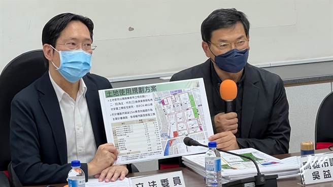 民眾党立委张其禄与高市议员吴益政今（5）日举行记者会呼吁，高雄机厂都计变更案应融入地方生活圈发展。（柯宗纬摄）