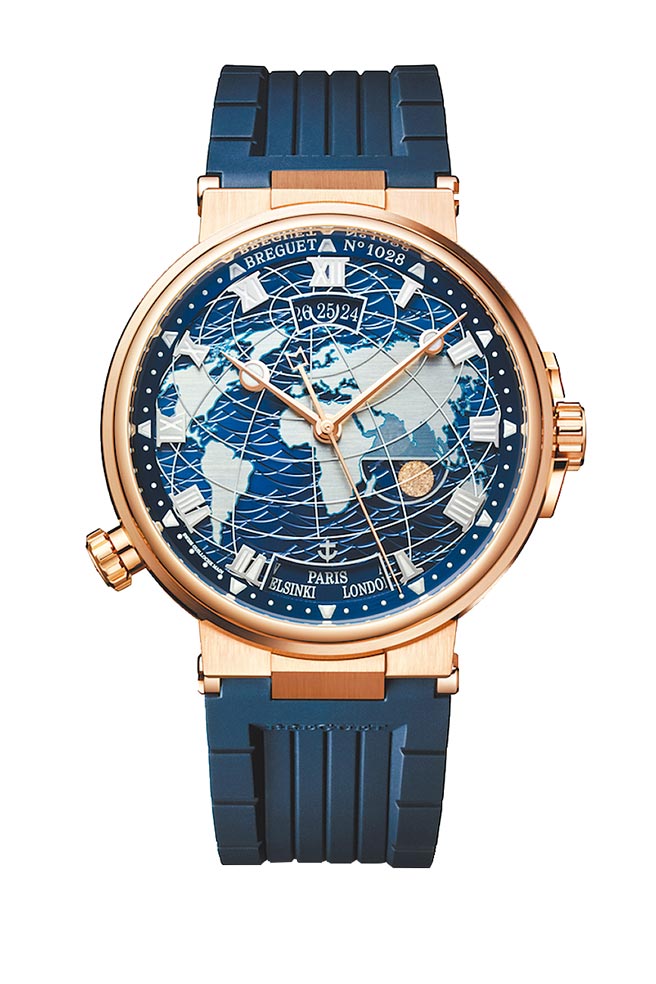 台北101宝玑Breguet MARINE航海系列HORA MUNDI 5557腕表，售价234万5000元。（台北101提供）