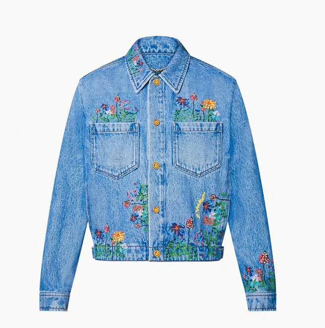 LOUIS VUITTON花卉刺绣图案牛仔布外套，8万7000元。（摘自LV官网）