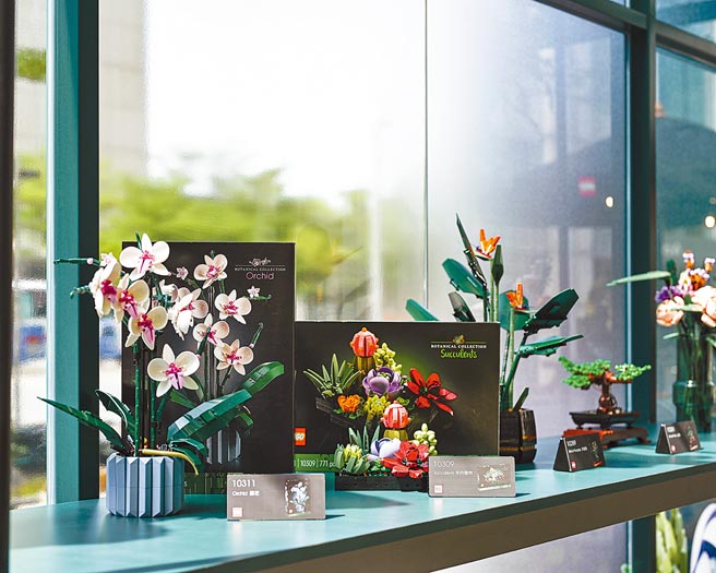 台湾乐高携手精品花艺品牌CNFlower 西恩在信义区街头打造花丛植物秘境。（乐高提供）