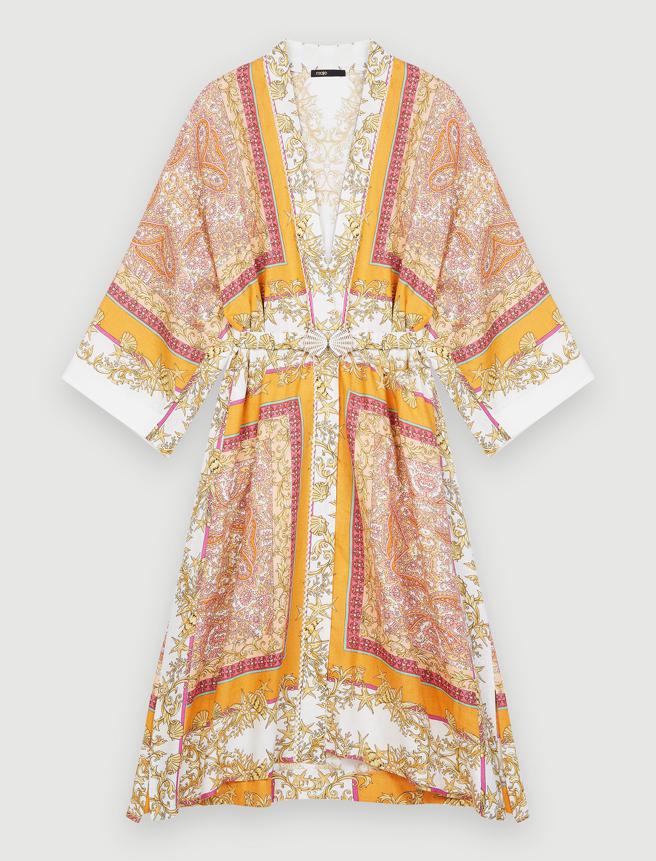 Maje 图腾印花宽袖洋装，1万3680元。（Maje 提供）