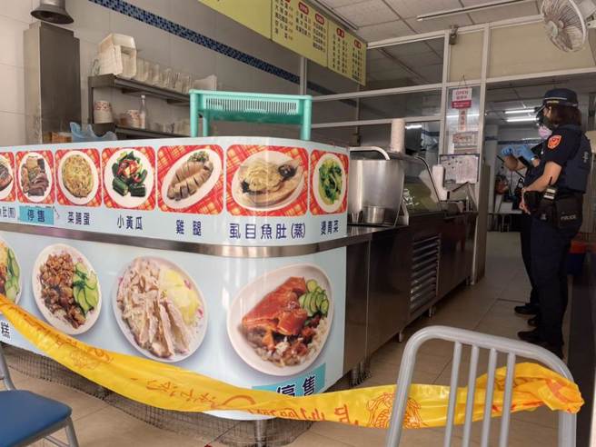 事故現場拉起封鎖線。（洪靖宜攝）