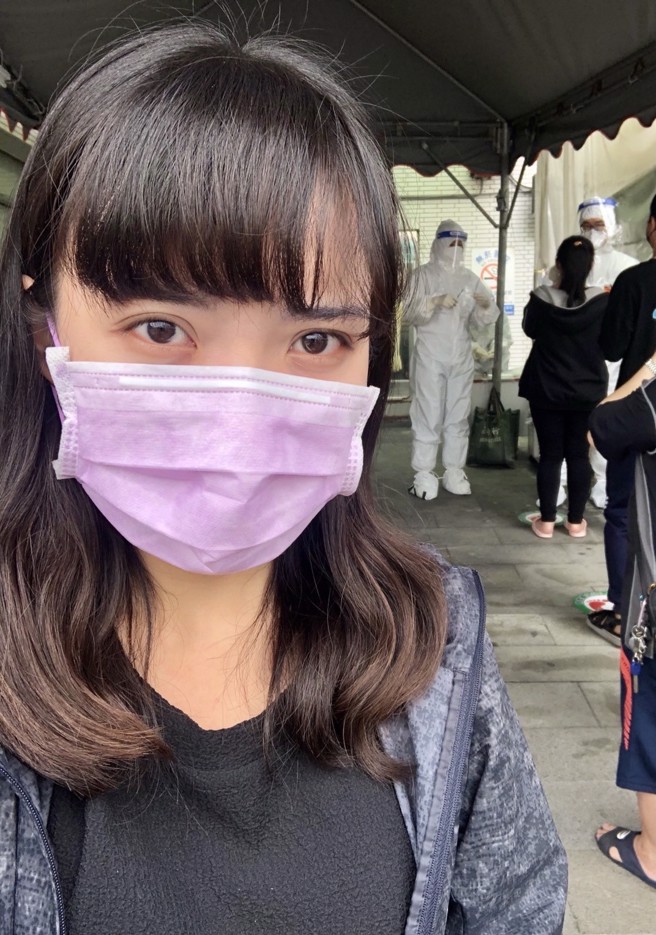 黃捷等待PCR採檢結果。（黃捷提供）