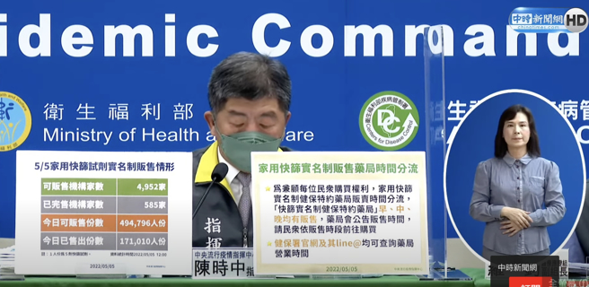 指揮中心公布「快篩實名制」分流方案。(取自中時新聞網直播)

