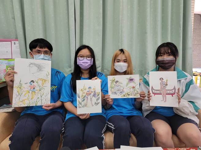 台东最新一期县刊与国立台东女中美术班合作，由学生亲手绘制封面与内页插图，让读者耳目一新。（蔡旻妤摄）