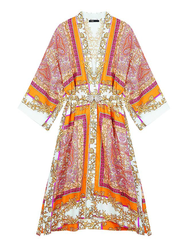 Maje图腾印花宽袖洋装，1万3680元。（Maje提供）