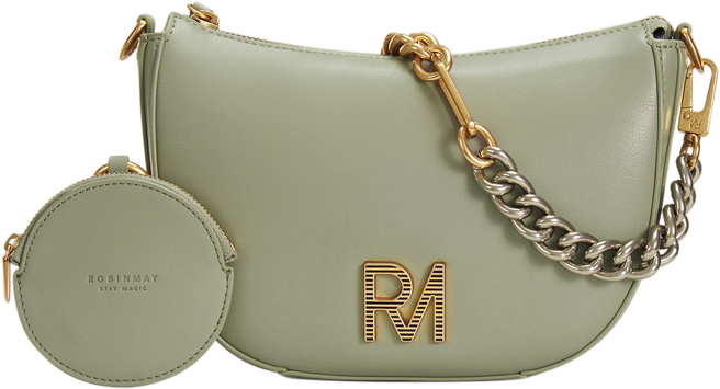 ROBINMAY铂斯皇冠斜背包，灰绿，2480元。（ROBINMAY提供）