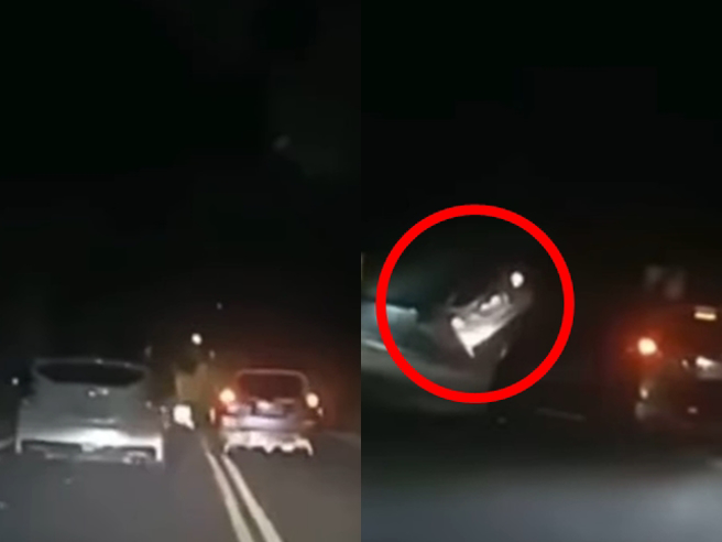 白车行驶山路弯道跨越双黄线准备逆向超车，最后失控衝向山壁，车身翘起后重摔，影片曝光后，有网友后制影片，将动画《头文字D》的片段穿插其中。（翻摄自脸书「重机车友❘各区路况、天气回报中心」）