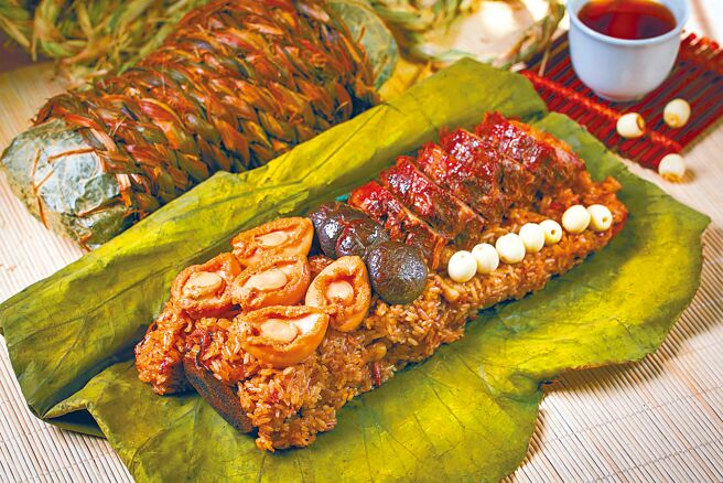 「海陆双珍粽」是「奇岩一号」中餐厅歷久弥坚的明星商品。（北投大地酒店提供）