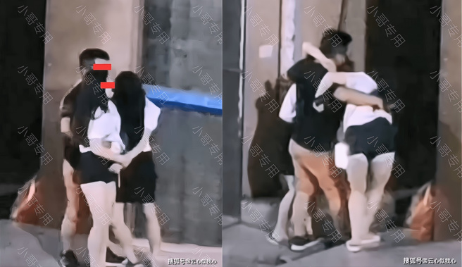 大陆广东省日前发生有女子目击1名男子架着2名喝醉的长腿女，原以为是男性捡尸女性，结果竟是男子挣脱不了女子，被推着往前走。（翻摄照片）