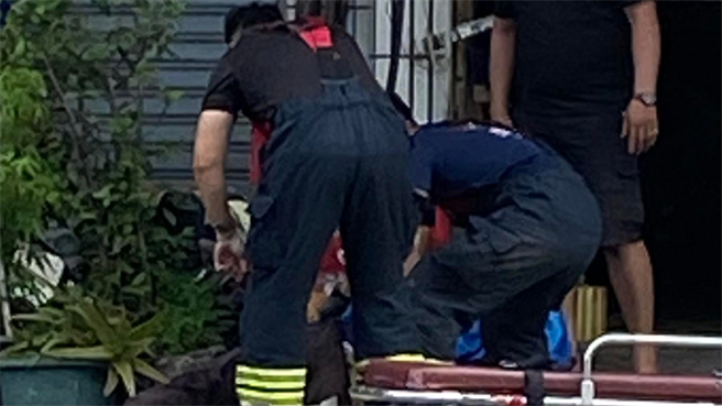 屏东竹田乡发生严重车祸，休旅车连撞2机车，造成3人受伤就医。（民眾提供／谢佳潾屏东传真）