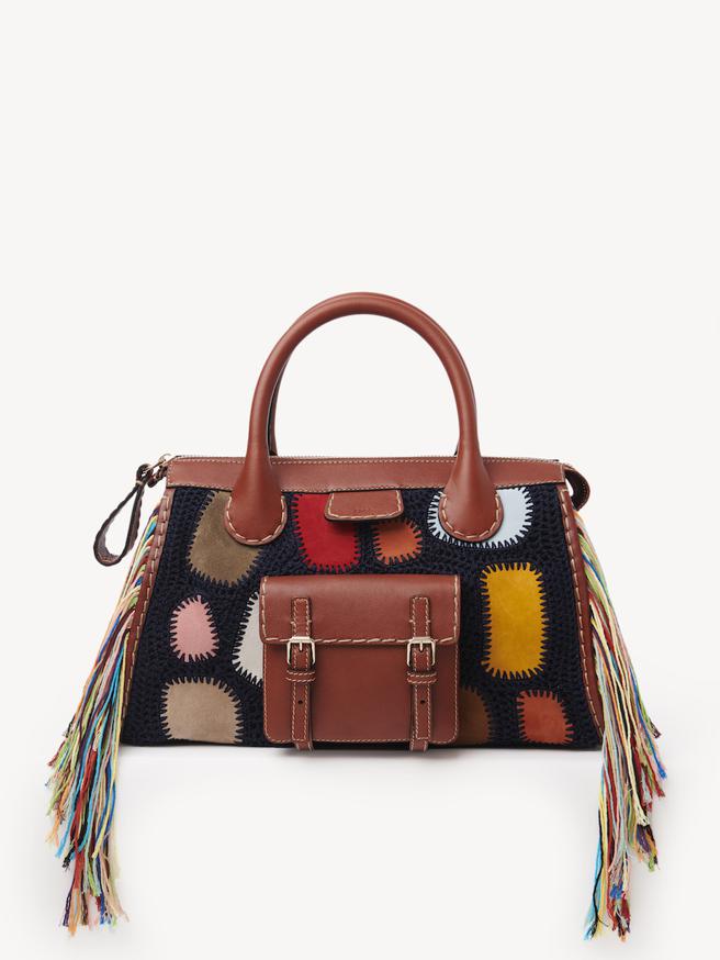 Chloé Edith多色麂皮拼接流苏中型肩背提包，NT$143,400