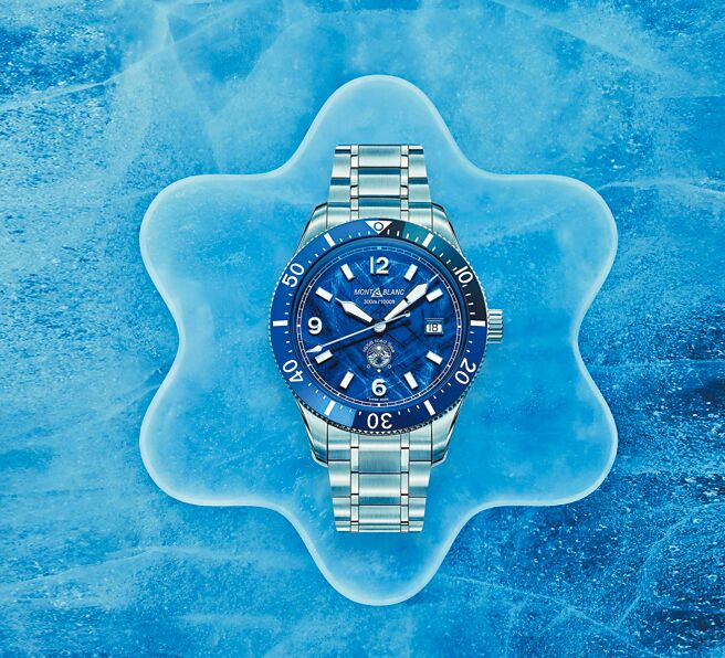 万宝龙1858系列Iced Sea日期显示自动腕表。（万宝龙提供）