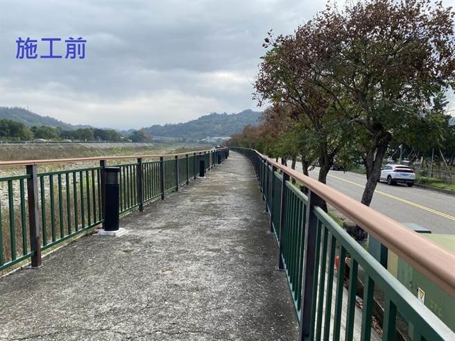 乾溪自行车道未施工前路面老旧破损，影响人车行进的平顺度。（雾峰区公所提供／卢金足台中传真）