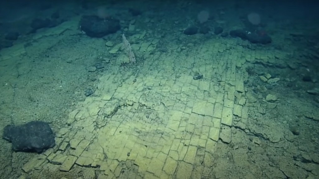 海底发现这样的黄砖路，像不像失落文明的遗址？图/EVNautilus(photo:ChinaTimes)