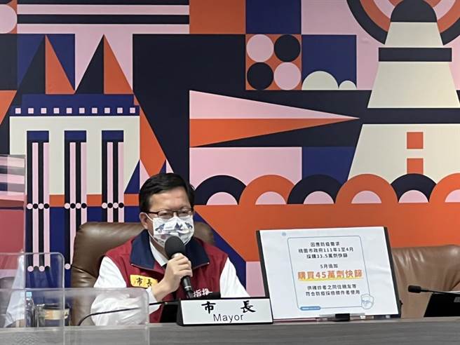桃园市长郑文灿10日说明桃园疫情，新增7006例。(桃园市新闻处提供)