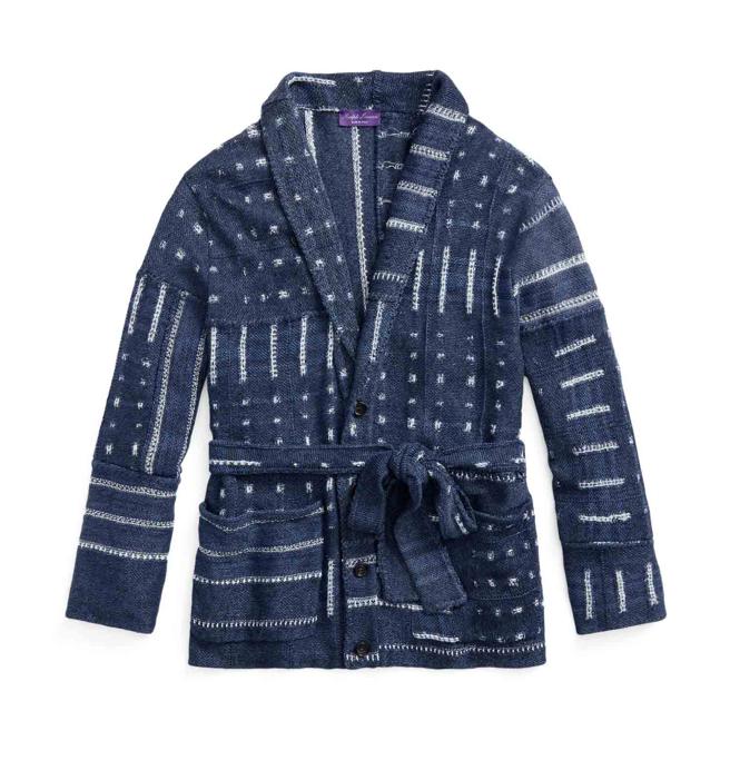 修杰楷同款，Ralph Lauren Purple Label 绞染风亚麻混纺开襟衫7万9800，全台限量3件。（RALPH LAUREN提供）