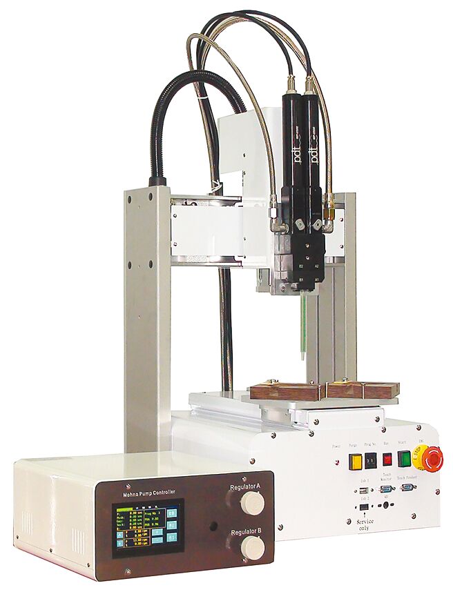 飞士能自动点胶设备，计量精准。图／飞士能提供