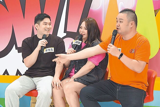 宋先生（左起）、小甜甜發生爭執，小甜甜竟傳訊跟好友林道遠說「我老公家暴我！」（中天綜合台提供）