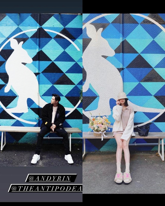 港媒晒出王子和郭雪芙一前一后发相似照片。（图／取自《on.cc东网》）